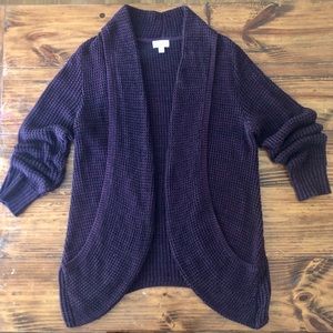 Market & spruce stitch fix waffle knot open front sweater in purple
